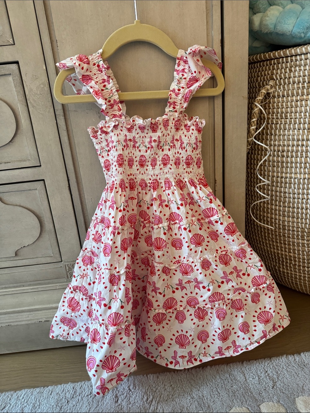 Girls' Pink Shell Print Sundress - Brand Not Shown